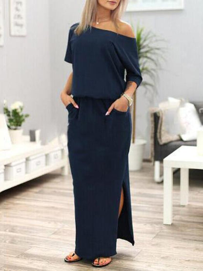 Classical V-neck Long Dress, Three Colors