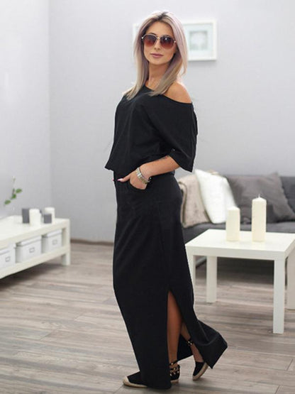 Classical V-neck Long Dress, Three Colors