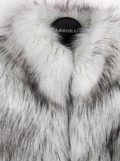 Stand Collar Vest Faux Fur Coat