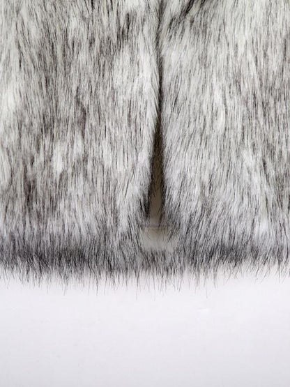 Stand Collar Vest Faux Fur Coat