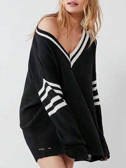 Fashion Knitting V-neck Sweater Tops