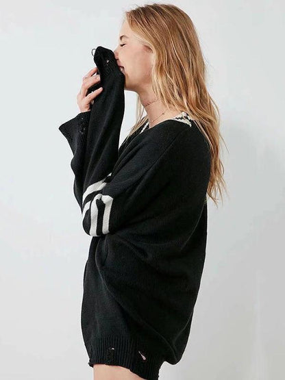 Fashion Knitting V-neck Sweater Tops