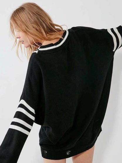 Fashion Knitting V-neck Sweater Tops