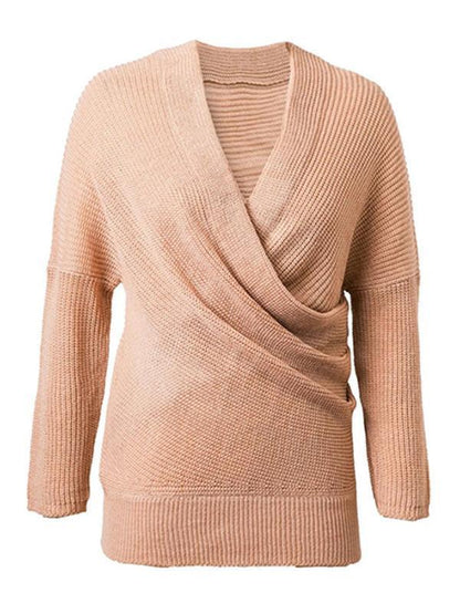 4 Colors Knitting V-neck Sweater Tops