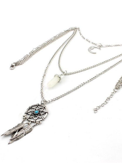 Tasselled Feather Alloy&Stone Necklaces Accessories