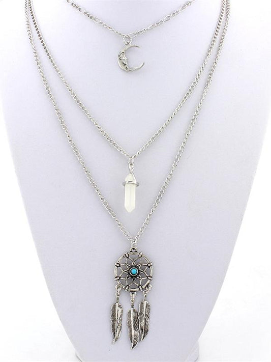 Tasselled Feather Alloy&Stone Necklaces Accessories