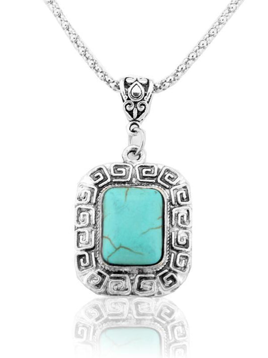 Square Pattern Turquoise Necklaces Accessories