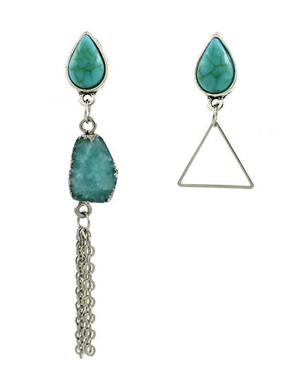 Water-Drop&Tassel Pattern Turquoise Earrings Accessories