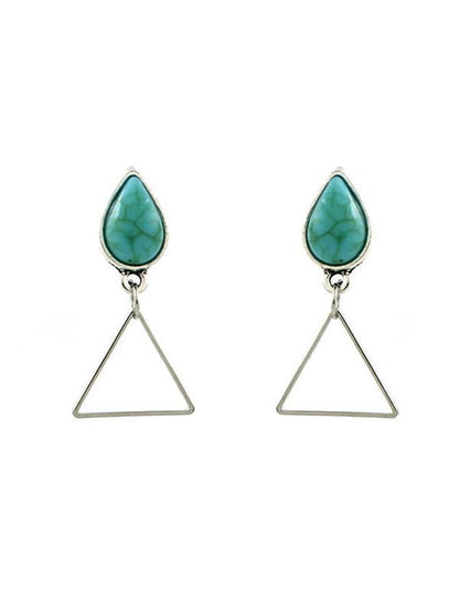 Water-Drop&Tassel Pattern Turquoise Earrings Accessories