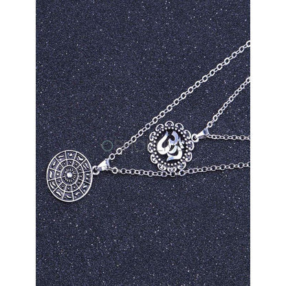 2PCS Moon&Eleghant Alloy Necklaces Accessories