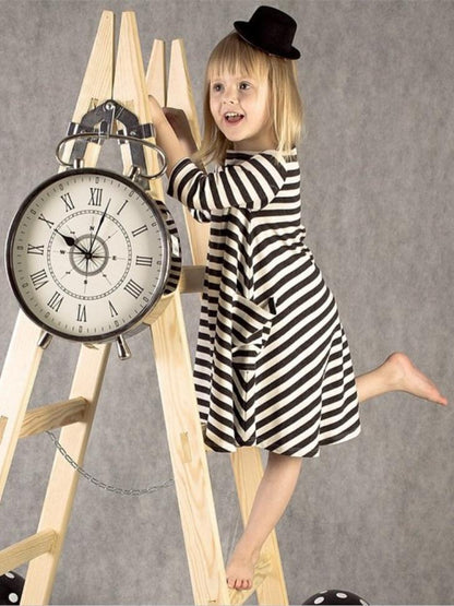 Striped Half Sleeves Loose Parent-Child Midi Dress