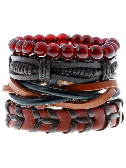 Gothic Leather and Beads Vintage Bracelet