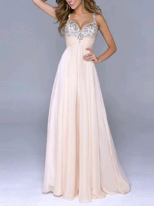 Sequined Halterneck Backless Evening Dress