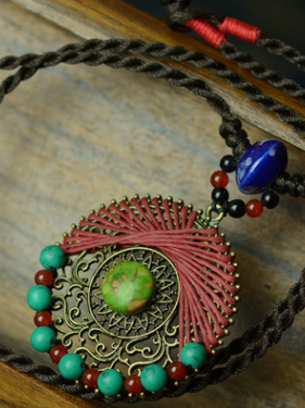 Handmade Turquoise Wax String Hollow Necklaces Accessories