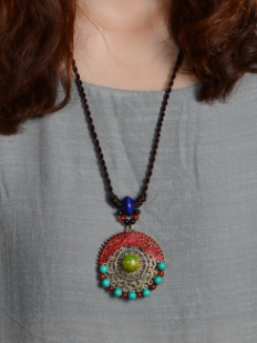 Handmade Turquoise Wax String Hollow Necklaces Accessories