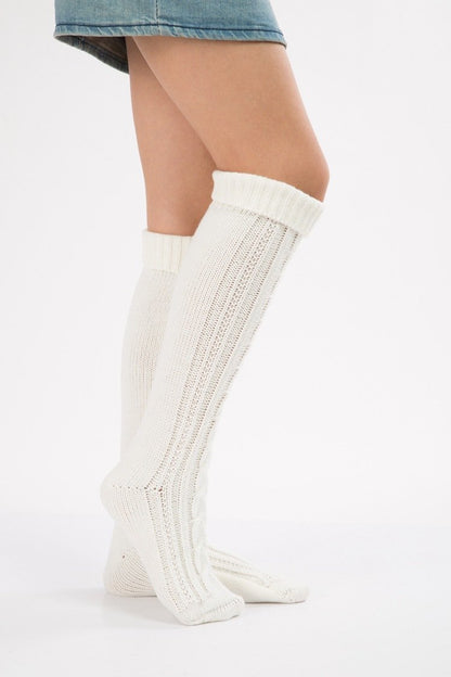 Knitting Over Knee-high Leg Warmer Thermal Stocking