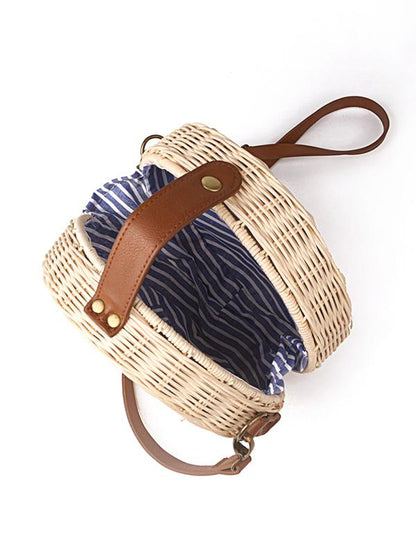 Handmade Round Straw Plaited Article Bohemia Bag