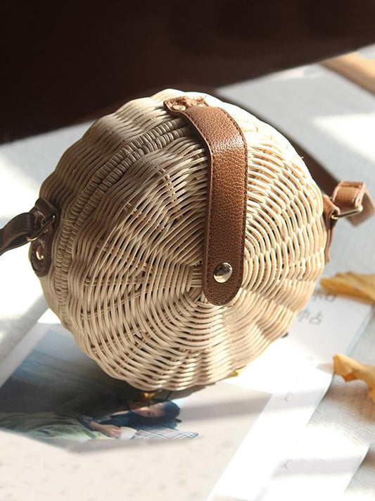 Handmade Round Straw Plaited Article Bohemia Bag