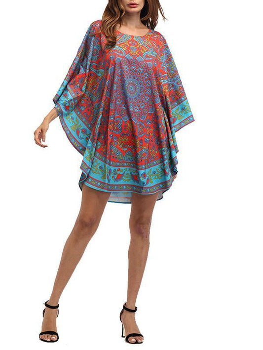 Floral Printed Loose Mini Dress