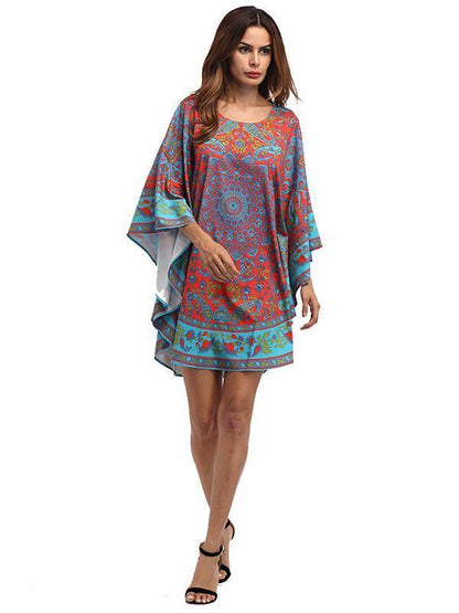 Floral Printed Loose Mini Dress