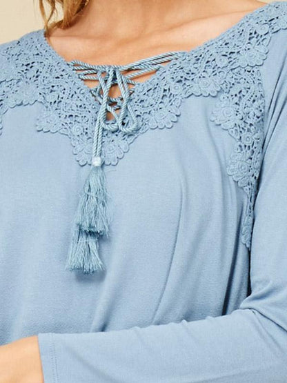 Hollow Lace-up Blouses&Shirts Top