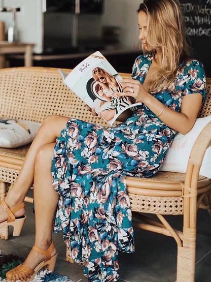 Floral Split-side Bohemia Wrap Dress