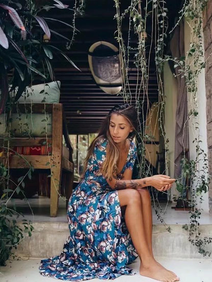 Floral Split-side Bohemia Wrap Dress