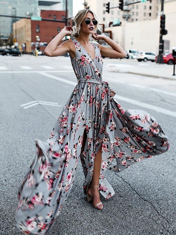 Bohemia Sleeveless Split-side Maxi Dress