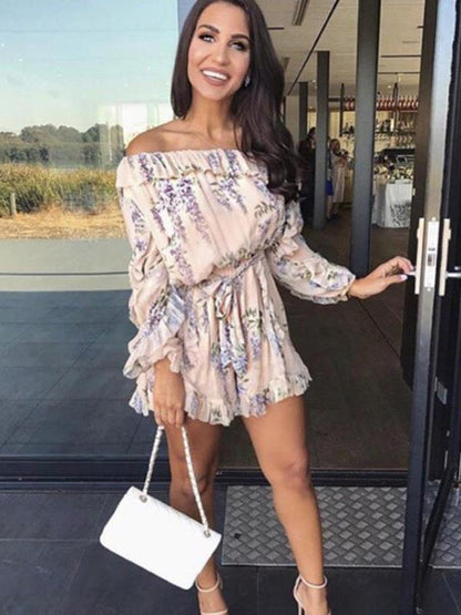 Bohemia Falbala Sloping Shoulder Long Sleeves Romper