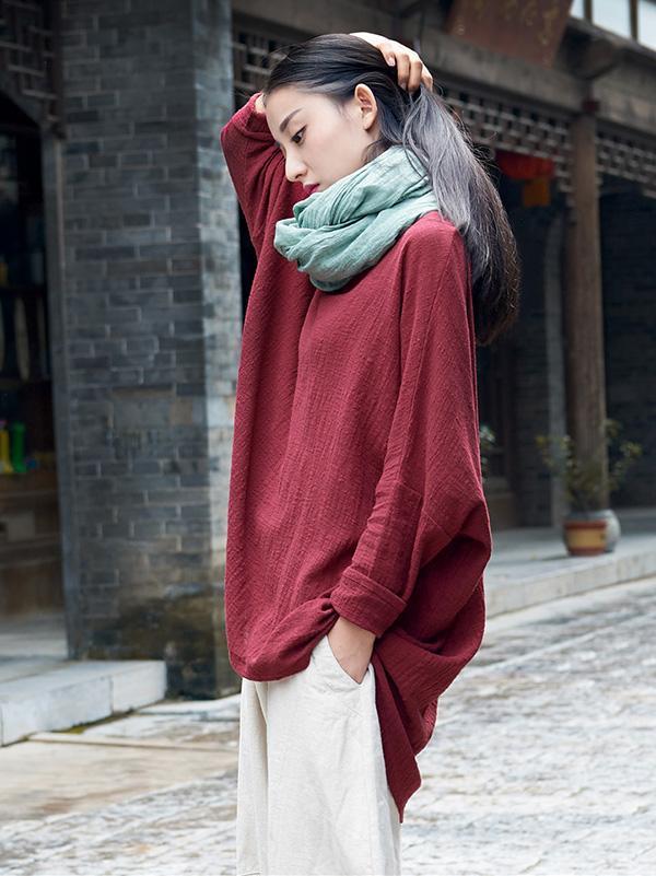 Original Long Loosen Cotton Tops