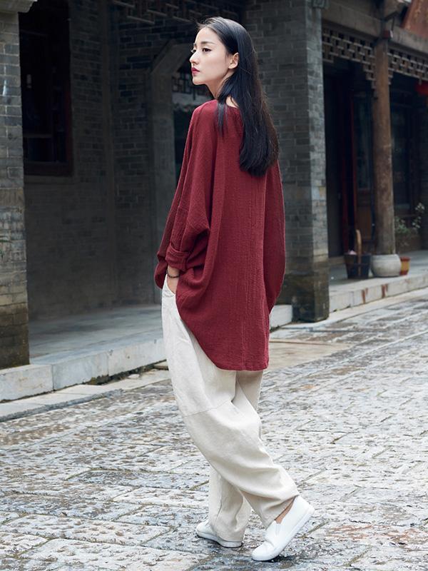 Original Long Loosen Cotton Tops