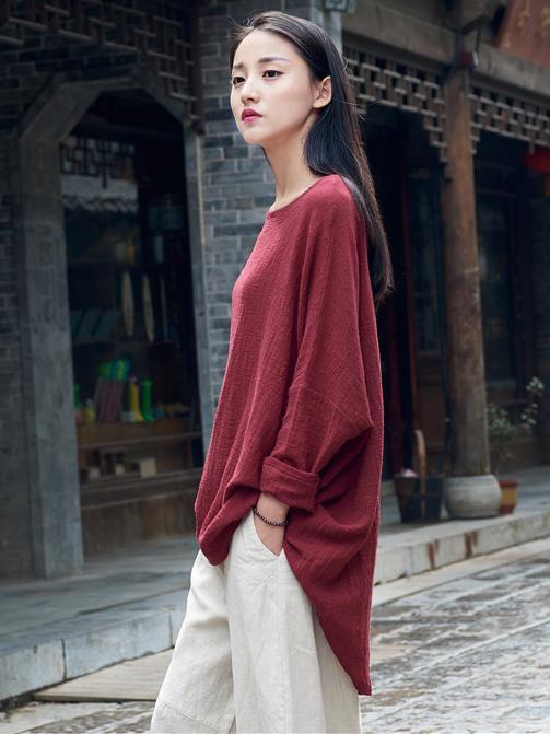 Original Long Loosen Cotton Tops