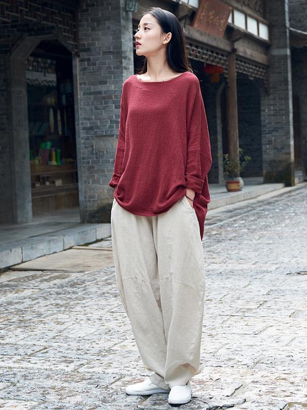Original Long Loosen Cotton Tops