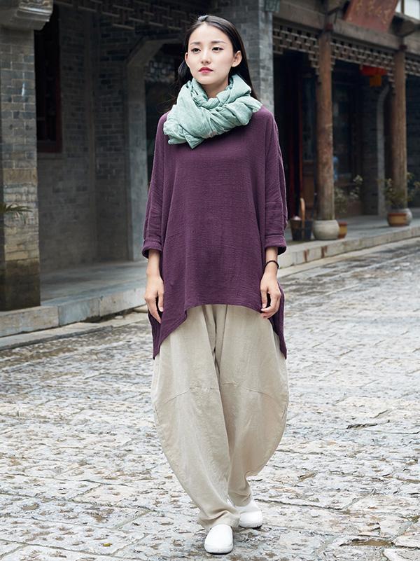 Original Long Loosen Cotton Tops