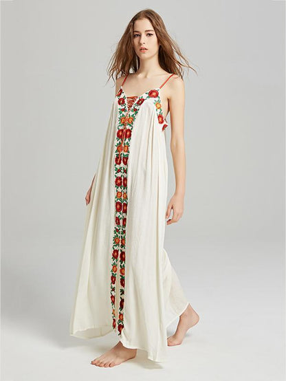 Bohemia Flower Spaghetti-neck Beach Long Dress