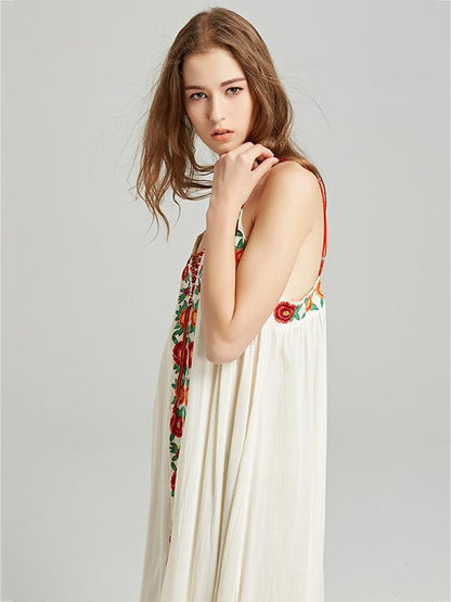 Bohemia Flower Spaghetti-neck Beach Long Dress