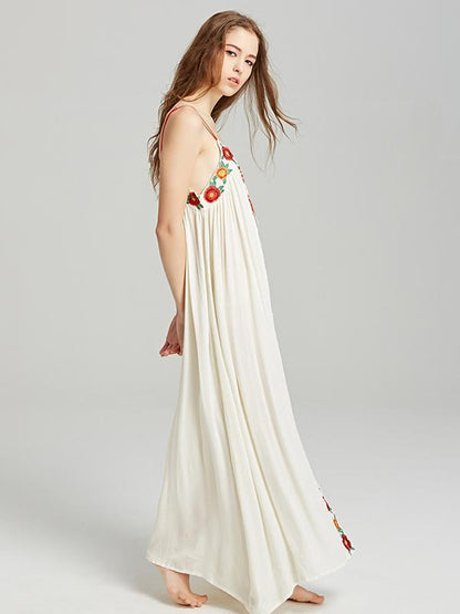 Bohemia Flower Spaghetti-neck Beach Long Dress