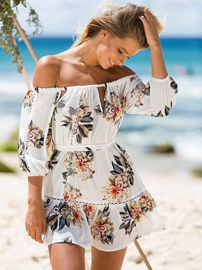 Floral Off-the-shoulder Mini Dress