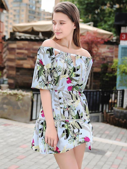 Floral Off-the-shoulder Mini Dress