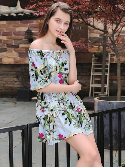 Floral Off-the-shoulder Mini Dress