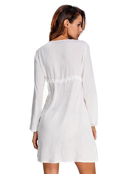 Elegant V-neck Print Bohemia Mini Beach Dress