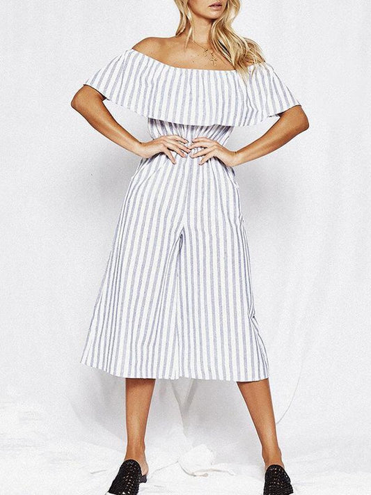 Stripes Off-the-shoulder Jumpsuit Bottoms