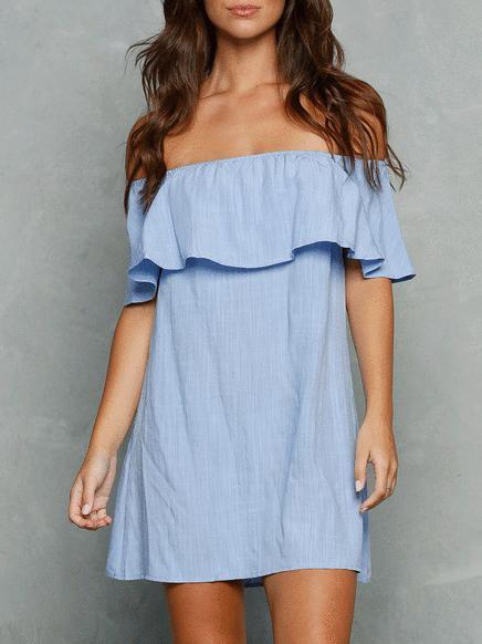 Off-the-shoulder Falbala Mini Dress
