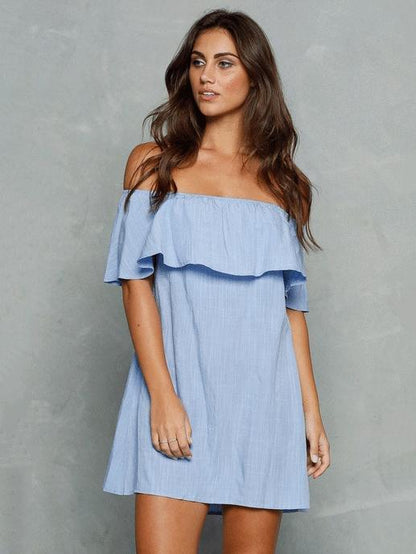 Off-the-shoulder Falbala Mini Dress