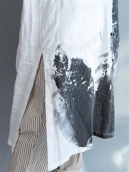 Ethnic Style Ink Painting Literary Long Dress
