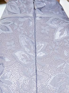 Pink&Gray Vintage Long  Cheongsam  Lace  Dress