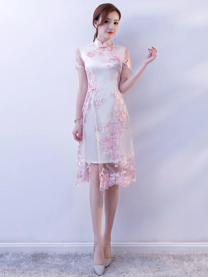 Lace Split-joint Cheongsam Mini Dress