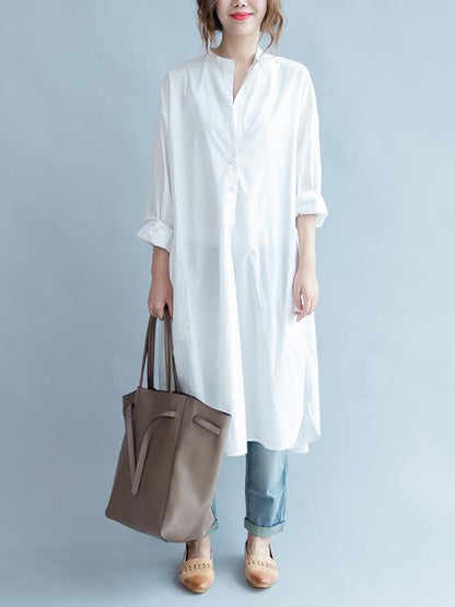 Original Creative Long Blouse Dress in White Color