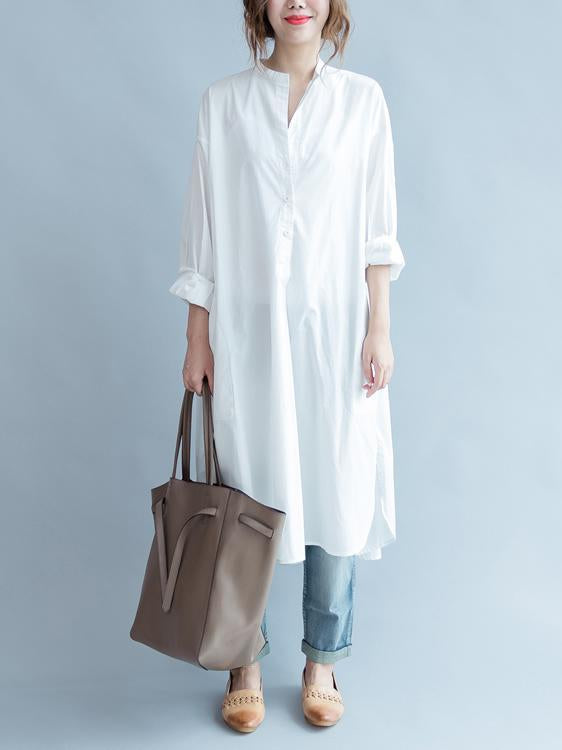 Original Creative Long Blouse Dress in White Color