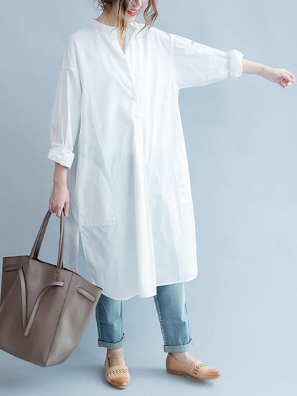 Original Creative Long Blouse Dress in White Color